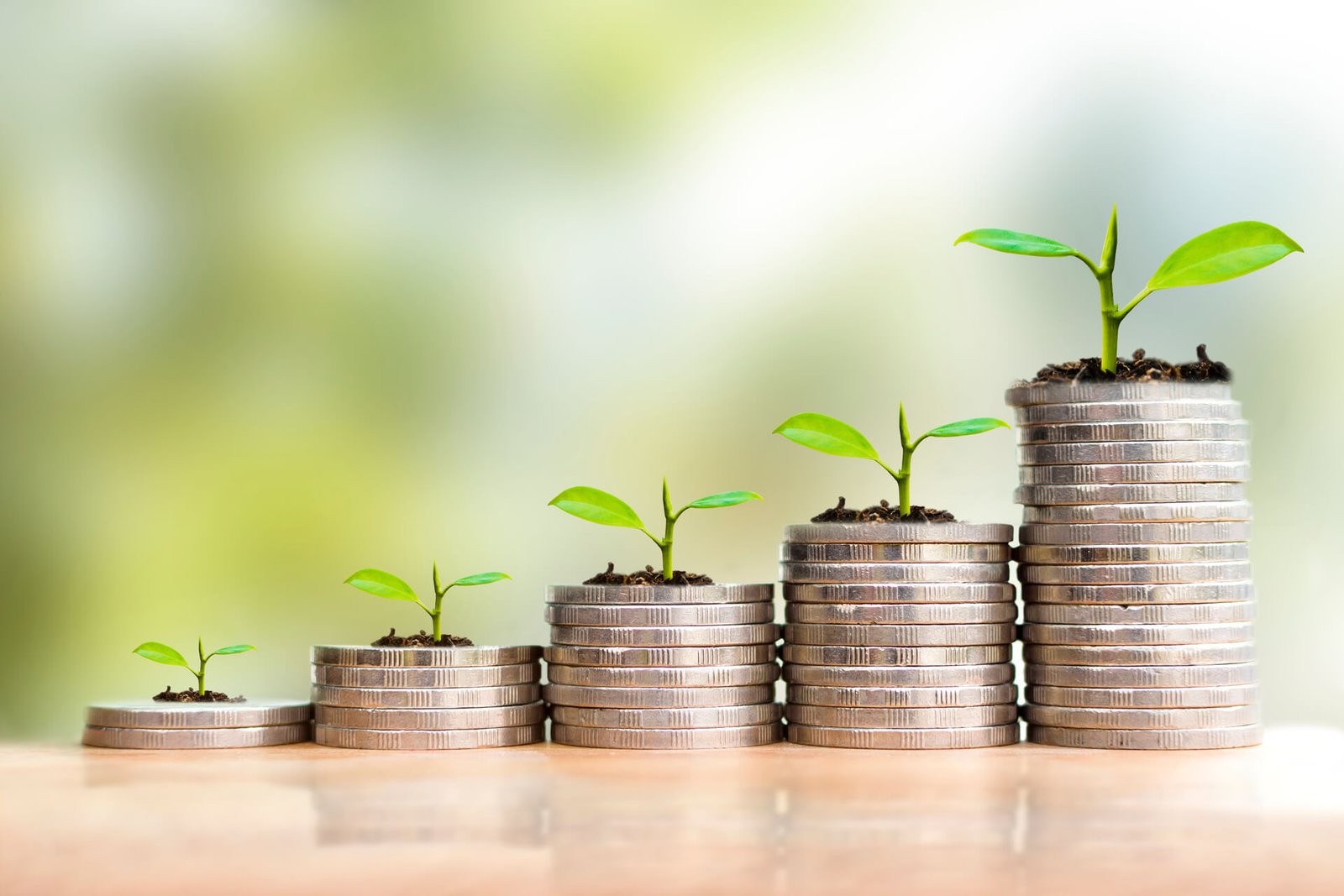 pinigų krūvelės didejančia tvarka